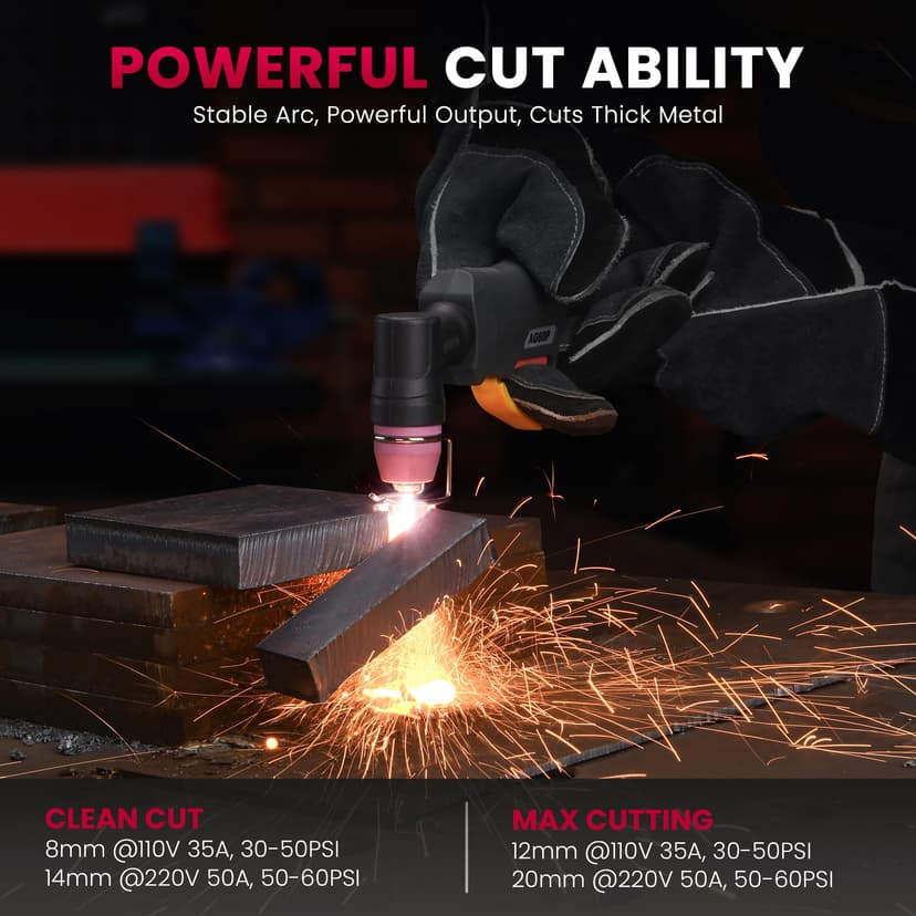 bestarc Plasma Cutter, Pilot Arc [Air Sensor Technology] 110/220V BTC500DP 10th Generation, 50Amps Screen Display Digital Plasma Cutting Machine (BTC500DP 10GEN 110/220V) - 5