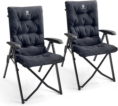 EVER ADVANCED Chaise de Camping Pliable capacité 150kg Pliante Chaise Longue de Jardin Rembourrée de Luxe avec 4 Positions Chaise de Pêche Réglable pour Balcon