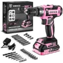 Power Drill Cordless: DEKOPRO Pink Cordless Drill 20V Electric Power Set Tool for Women Drills with Battery and Charger Drills Driver Kit - 1