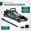 Hydraulische autokrik 2,5T - TÜV gecertificeerd - 85-380mm hefhoogte - incl. 2 rubberen pads - manoeuvreerkrik perfect voor de thuiswerkplaats - 5