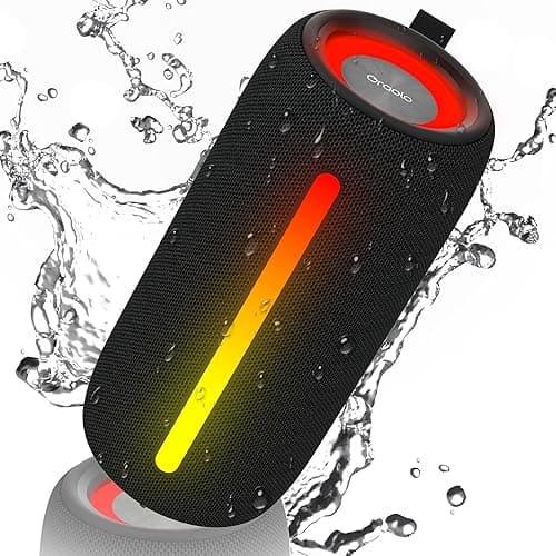 oraolo Bluetooth Speaker, Portable Wireless Speaker with Stereo Sound 24W Powerful Bluetooth Speaker, RGB Lights, Bluetooth 5.4, Support AUX/TF Card, IPX6 Waterproof for Outdoor, Suitable for Parties