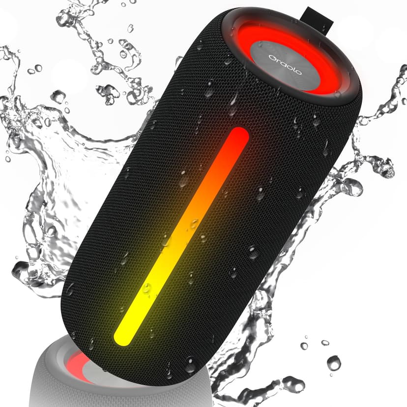 oraolo Bluetooth Speaker, Portable Wireless Speaker with Stereo Sound 24W Powerful Bluetooth Speaker, RGB Lights, Bluetooth 5.4, Support AUX/TF Card, IPX6 Waterproof for Outdoor, Suitable for Parties - 1