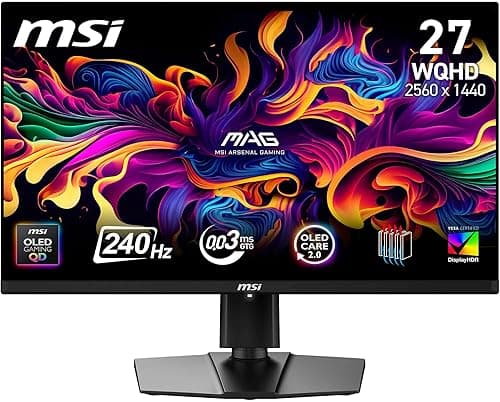 MSI MAG 271P QD-OLED X24 Gaming Screen 26.5 Inch WQHD – Quantum Dot OLED Panel 2560 x 1440, 240Hz/0.03ms, 99% DCI-P3, ΔE≤2, DisplayHDR True Black 400 – DP 1.4a, HDMI 2.1