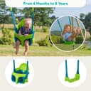 TP Toys Fauteuil Bébé Évolutif Quadpod 4 en 1 – Balançoire Bébé de 6 Mois à 8 Ans – Sangles d’Extension pour Portiques Hauts et Bas – Sécurisée et Confortable – Bleu/Vert - 7