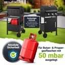 Juskys Barbecue à gaz Louisiana avec 3 brûleurs 8,1 kW, avec grille, couvercle – Grill avec thermomètre, chauffe-plat et tablettes latérales - 5