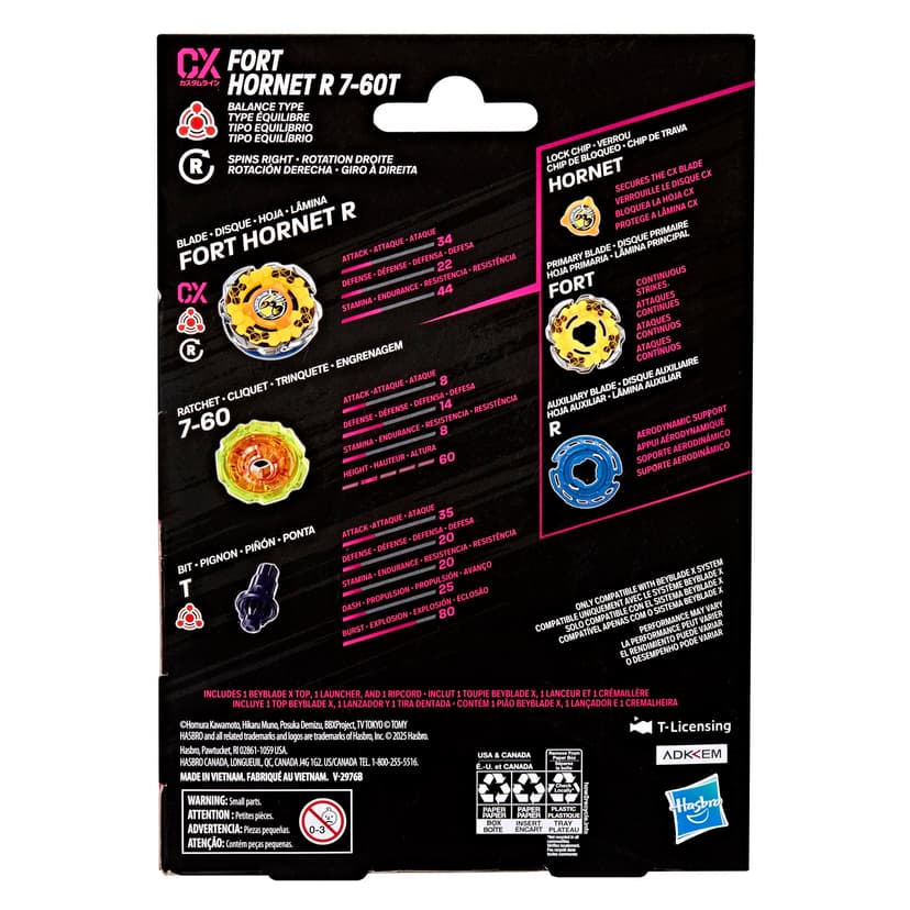 Beyblade X Fort Hornet R 7-60T CX Starter Pack Top and Launcher - 6