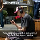Sony WH-1000XM5 Hard Case Premium Noise Cancelling Wireless Over-Ear Headphones, Bluetooth, Clear Call Quality, Hi-Res Audio, Up to 30hr Battery Life, Includes Hard Case, iOS & Android - Silver - 9