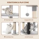 Fobyfurny Large Cat Tree, 220cm Cat Climbing Frame with Large Cave, 3 Top Perches, 8 Sisal Posts, Hammock, Baskets, Grooming Post, Thick Sisal Rope, Play Towers & Trees for Cats, Light Grey FPMS011FG1 - 7