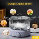 4.5L Glass Cooking Pot with Lid - Heat-Resistant Borosilicate Simmer Pot Soup Pot Transparent Saucepan Stockpot Double Handles for Pasta Noodle Soup Milk Tea and Salad - 5