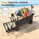 YEAUPE PRO Handcart Foldable 200-300L 150 kg, Foldable Handcart with Parking Brake, 4-Way Folding, Height Adjustable for Camping, Beach Trolley, Garden, Shopping, Black - 5