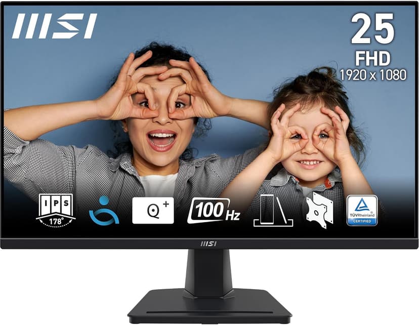 MSI PRO MP252 24.5 Inch Full HD Office Monitor - 1920 x 1080 IPS Panel, 100 Hz, Eye-Friendly Screen, Built-in Speakers, Tilt-Adjustable - HDM 2.0b, DisplayPort 1.4a - 1