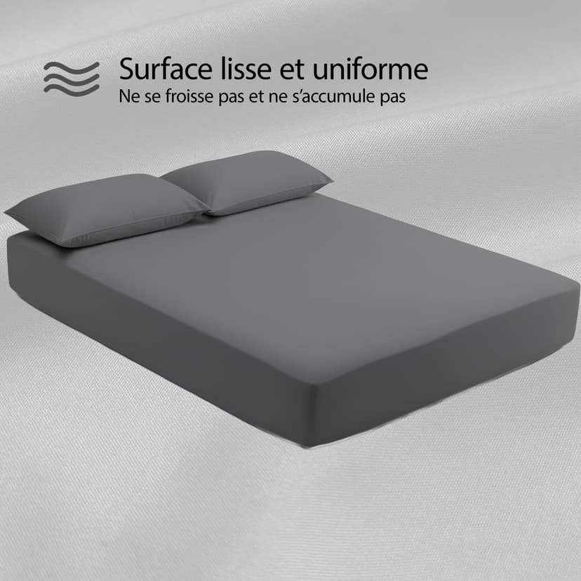 H HANSEL HOME Fitted Sheet, Breathable and Soft Microfibre, Height 30 cm, 360° Elastic – Fitted Sheet 150 x 190/200 cm – Dark Grey - 2