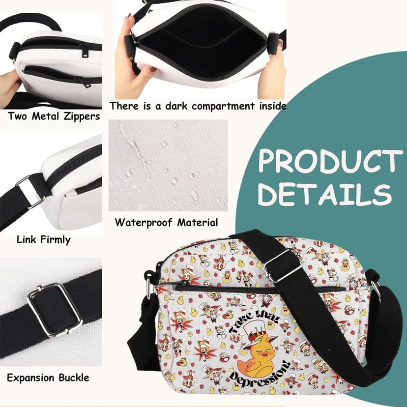 TSOTMO Cartoon Merch Gift Inspired Take That Depression Crossbody Purses Bag for Fans Hazbin TV Show - 2