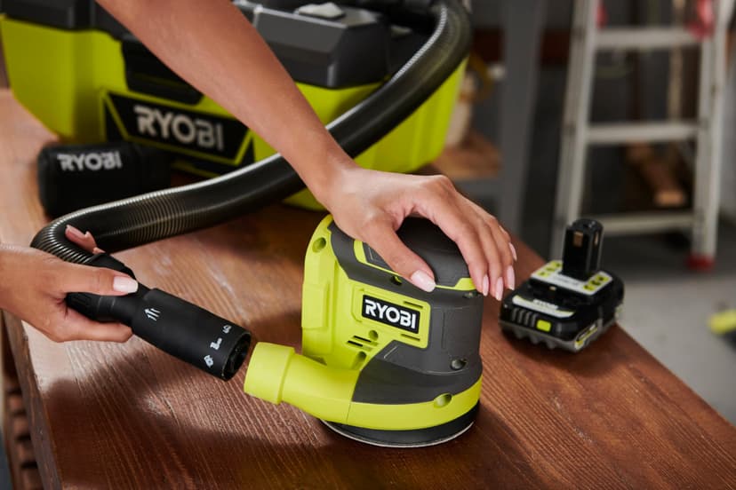 RYOBI - Ponceuse Excentrique Sans Fil 18V ONE+ RROS18-0 – Plateau Ø125 mm, Collecteur de Poussière, Mouvements Orbitaux Puissants – Finition Bois, Peinture, Métal – Batterie Non Incluse - 6