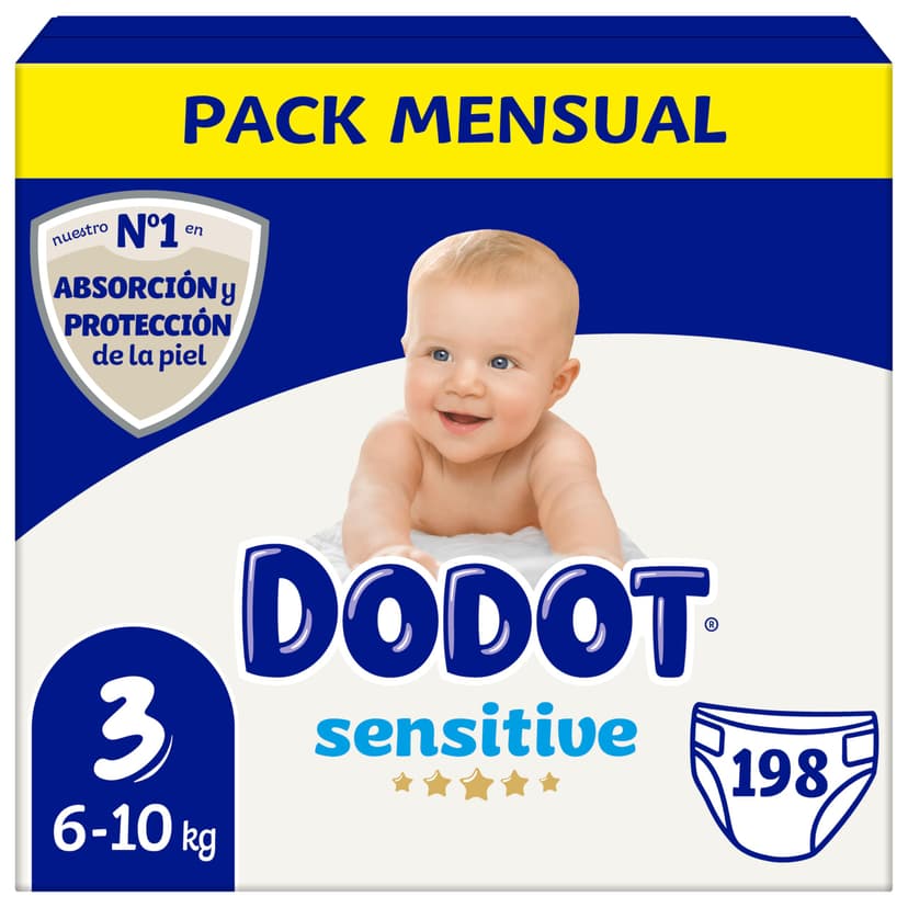 Dodot Couches bébé Sensitive Taille 3 (6-10 kg) 198 couch… - 1