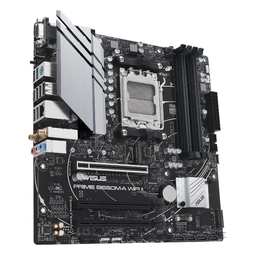 ASUS Prime B650M-A WiFi II AMD AM5 Micro-ATX Motherboard (DDR5, PCIe 5.0 M.2 support, 2.5Gb Ethernet, WiFi 6, DisplayPort, VGA, HDMI, SATA 6 Gbps, USB 3.2 Gen 2 ports, BIOS FlashBack, Arua Sync) - 9