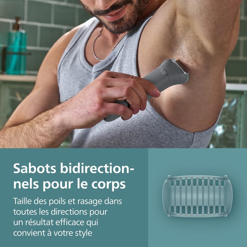 Philips Bodygroom série 3000 - Tondeuse pour hommes avec Triple protection, taille des poils et rasage des zones intimes, rasage de près qui respecte la peau, 100% étanche, autonomie 80 min, BG3480/15 - 7
