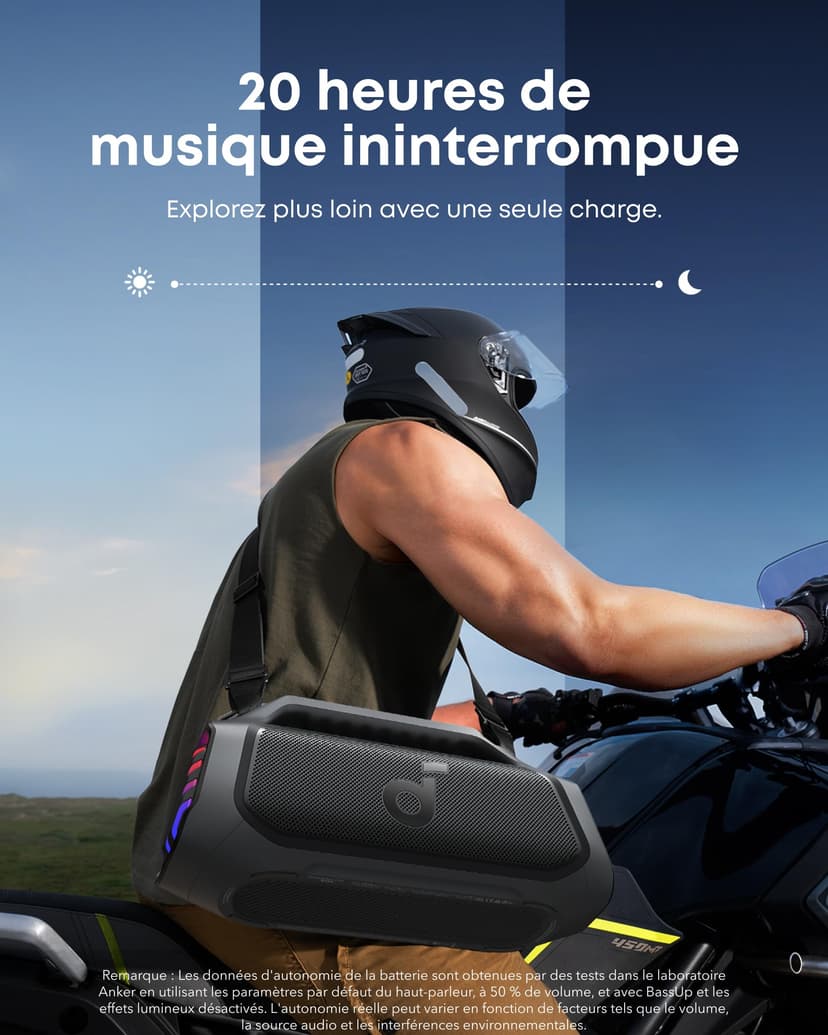 Soundcore Boom 2 Plus Enceinte Bluetooth puissante, 140W, 2+2 canaux stéréo, BassUp 2.0,Charge Rapide 30W, 20h, IPX7, lumières RGB, USB-C, pour l'extérieur, Le Camping, la Plage et Le Jardin - 5