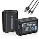 ENEGON NP-FW50 batterie rechargeable 2 Pack 1500mAh avec câble de Charge USB-C 2 en 1 pour Sony ZV-E10, A6000, A6500, A6300, A6400, A7, A7II, A7RII, A7SII, A7S, A7R, A55, A5100,A5000, A3000, A55, RX10 - 1