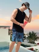 Arcweg Mens Board Shorts Swimming Shorts Quick Dry Men Swim Shorts & Trunks Beach Shorts Long with Multi-Pockets Surf Gray Blue Gradient XXL(UK) - 6