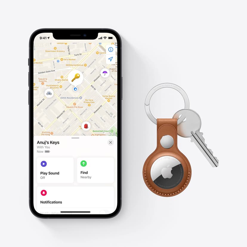 Apple AirTag (1st generation). Track your keys, wallet, luggage, backpack. Replaceable battery. Water-resistant. One-tap set up with iPhone or iPad. - 5