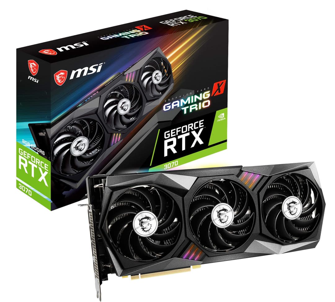 MSI Gaming GeForce RTX 3070 8 Go GDRR6 256-Bit HDMI/DP Tri-Frozr 2 TORX Fan 4.0 Ampère Architecture RGB OC Carte Graphique (RTX 3070 Gaming X Trio)