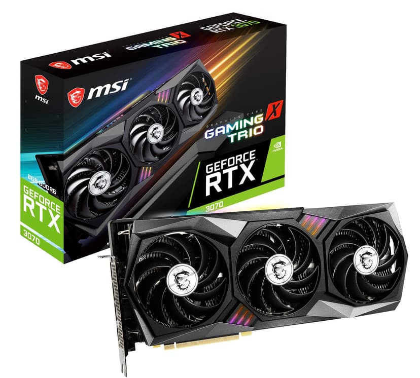 MSI Gaming GeForce RTX 3070 8 Go GDRR6 256-Bit HDMI/DP Tri-Frozr 2 TORX Fan 4.0 Ampère Architecture RGB OC Carte Graphique (RTX 3070 Gaming X Trio) - 1
