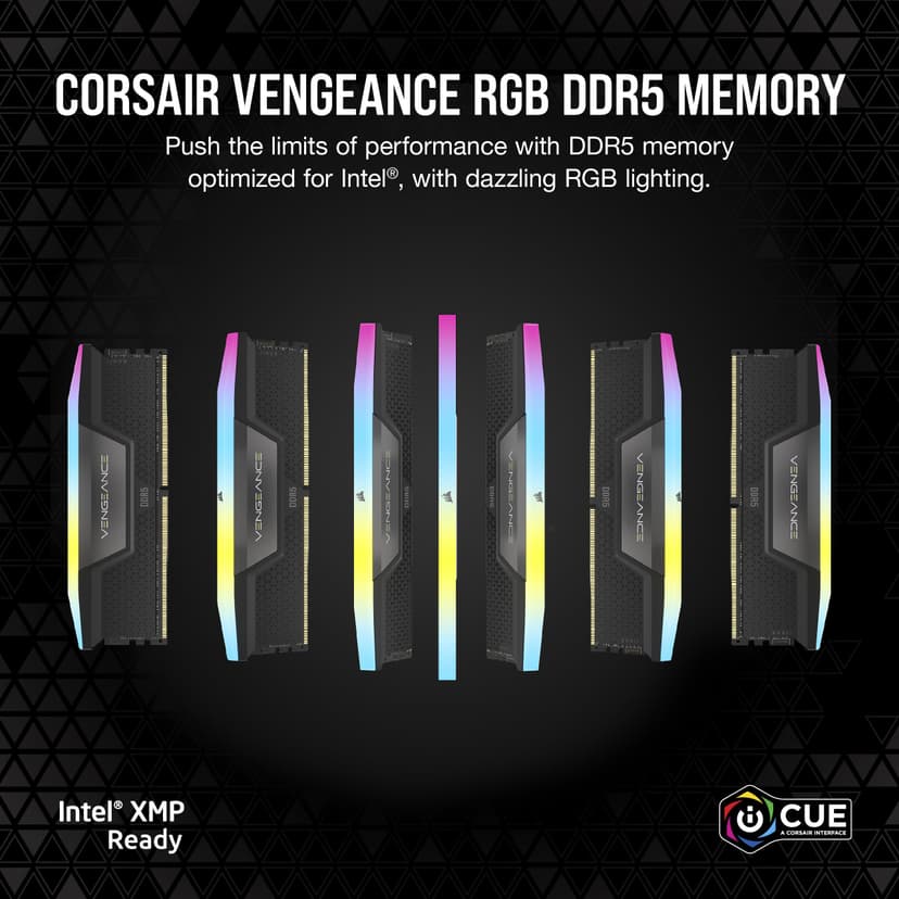 CORSAIR VENGEANCE RGB DDR5 RAM 16GB (1x16GB) Up to 5600MHz CL40 Intel XMP iCUE Compatible Computer Memory - Black (CMH16GX5M1B5600C40) - 2