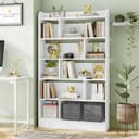 Hzuaneri Bookcase Bookcase with 6 Compartments Storage Shelf Standing Shelf for Living Room Office Bedroom 24 x 100 x 170 cm White BC64403X - 9