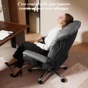 Efomao Sedia da Ufficio Ergonomica, Poltrona Direzionale in Ecopelle PU con Poggiapiedi Estraibile, Sedia da Scrivania Reclinabile con Imbottitura Spessa, Supporto Lombare, Portata 200kg (grigio) - 4