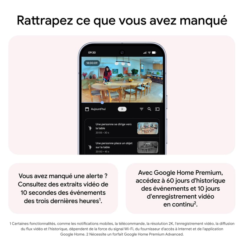 Google Nest Cam Intérieur (Filaire, 3e génération) - Caméra de sécurité intérieure avec vidéo 2K - Fonctionne avec Google Home - Neige - 8
