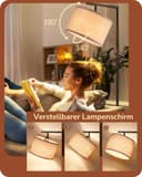 EDISHINE Floor Lamp Living Room, Arch Lamp with Beige Linen Lampshade, E27 Socket, 160 cm Black Floor Lamp with Adjustable Shade for Bedroom, Children's Room - 2