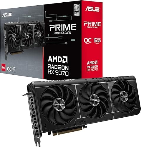 ASUS Prime Radeon RX 9070 OC Edition 16GB GDDR6 EVO Gaming Graphics Card (AMD Radeon RX9070, PCIe 5.0, 1x HDMI 2.1b, 3X DisplayPort 2.1a, 2.5 Slot Design, PRIME-RX9070-O16G-EVO)