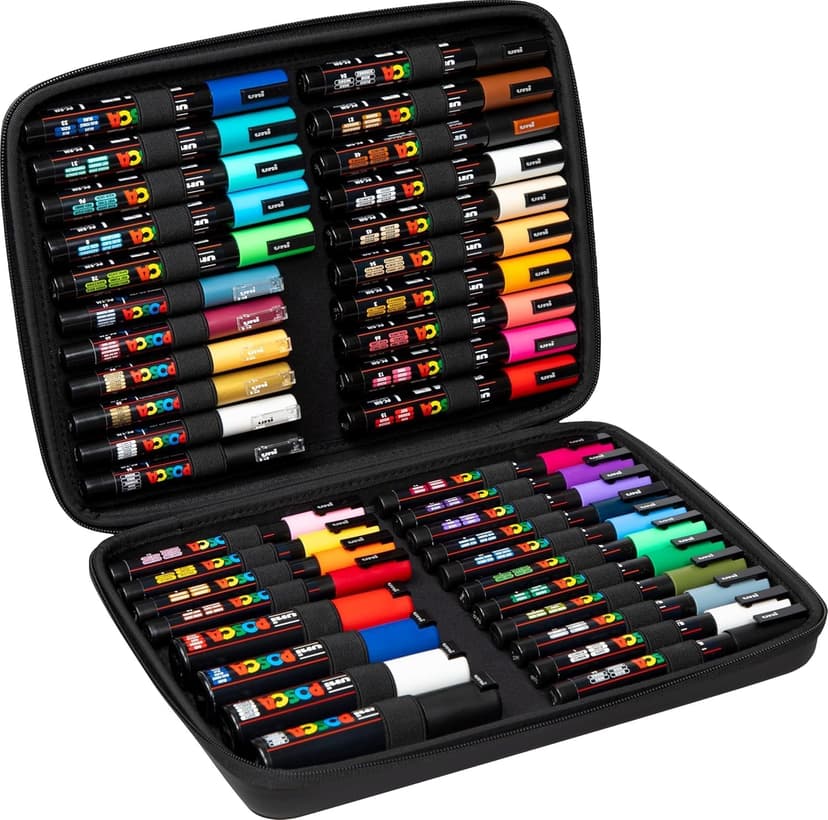 Posca Paint Pens, Permanent Markers, Water-Based, Ideal for Rock Painting, Canvas, Glass, Wood, Metal, Fabric, Colouring, Arts and Crafts for Kids and Adults, Fade Resistant (Assorted - 40 Piece) - 1