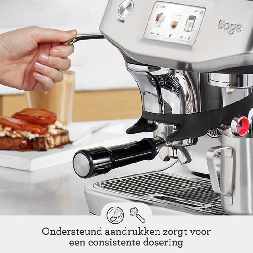 Sage - The Barista Touch Impress - Coffee Maker from Bean to Cup with Grinder, Milk Frother and Cold Brew Function - Almond Nougat - 3