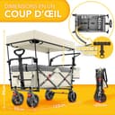 TRESKO® Chariot de courses pliable avec toit, compartiment réfrigéré et stores latéraux | Charrette à main pouvant supporter jusqu'à 150 kg | Chariot de transport avec pneus en caoutchouc plein et - 9