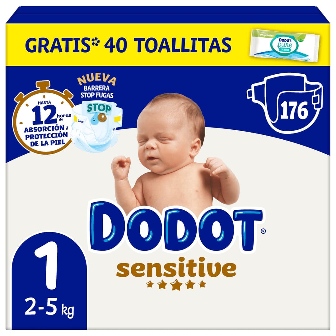 Dodot Couches Bébé Sensitive Taille 4, 172 Couches, 9kg - 14kg, Protection optimale de la peau de Dodot