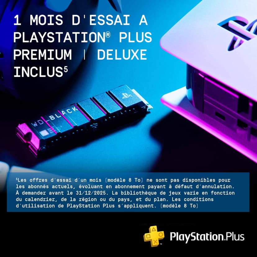 WD_BLACK SN850P 8 To PS5 SSD, Officiel pour PlayStation 5, Lecture jusqu'à 7200 Mo/s, Dissipateur Thermique Inclus - 3