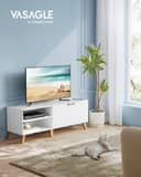 VASAGLE TV Stand Unit, Entertainment Center with Adjustable Shelf, for 65 Inch TVs, 147 cm Long Media Console Table, Transitional Style, for Living Room, Bedroom, Natural Oak and Cream White LTV556Y01 - 2