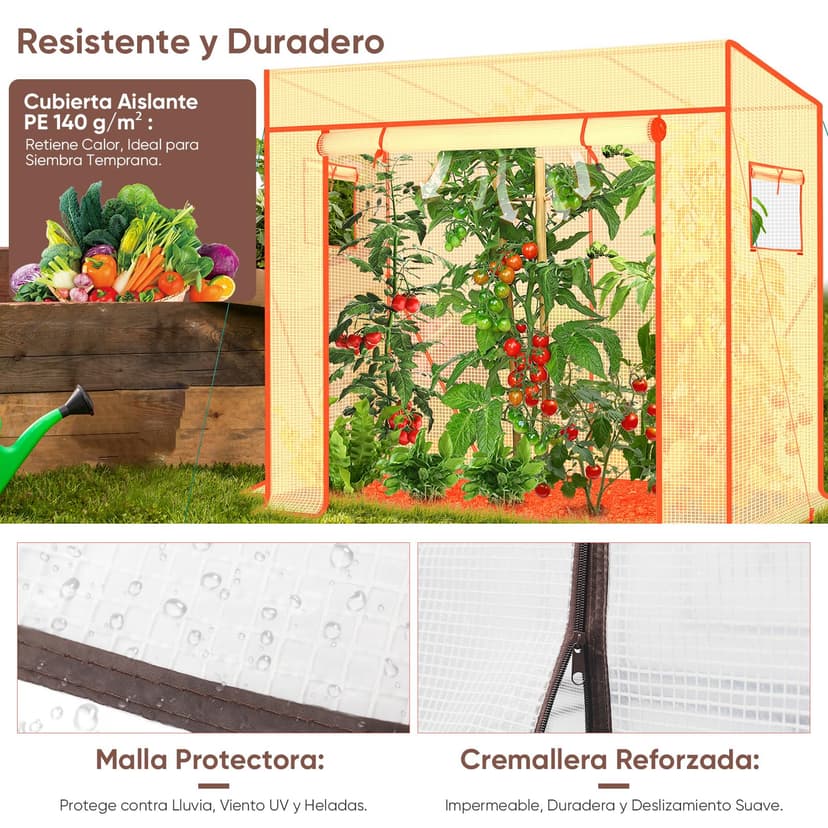 Sekey Greenhouse XL 200 x 77 x 146 / 170 cm / Foil Tomato Greenhouse / Walk-in Greenhouse Grow House / Plant House / Garden greenhouse / Plastic Greenhouse / Cold frame / Garden Grow House durable - 4