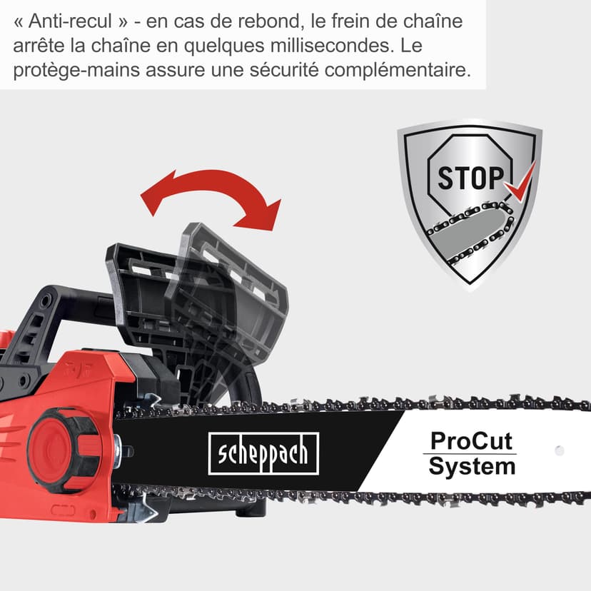 Scheppach Tronçonneuse Electrique CSE2600 | 2400W | Chaîne et Guide Procut 45,5cm | Lubrification automatique de la chaîne | Frein de chaîne intégré | Etui du guide inclus | Légère et Compacte - 2