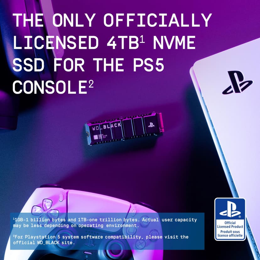 WD_BLACK SN850P 4TB PS5 SSD, Officially Licensed for PlayStation 5, Read Speeds Up to 7300 MB/s, M.2 2280 PCIe NVMe, Exclusive Heatsink Design, Internal Gaming SSD - 2