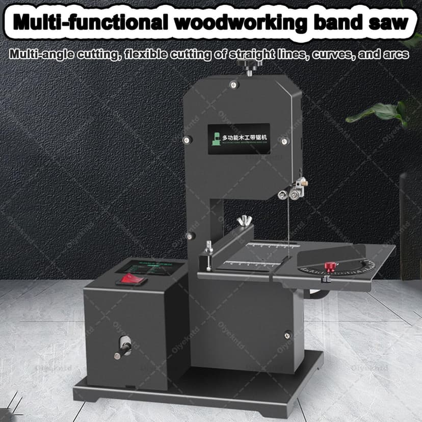 Scie à ruban professionnelle d'établi pour petits ateliers, scie à ruban pour le travail du bois 1750 tr/min avec accessoires, table inclinable en métal de 0 à 45°, profondeur de coupe de 70 mm - 2