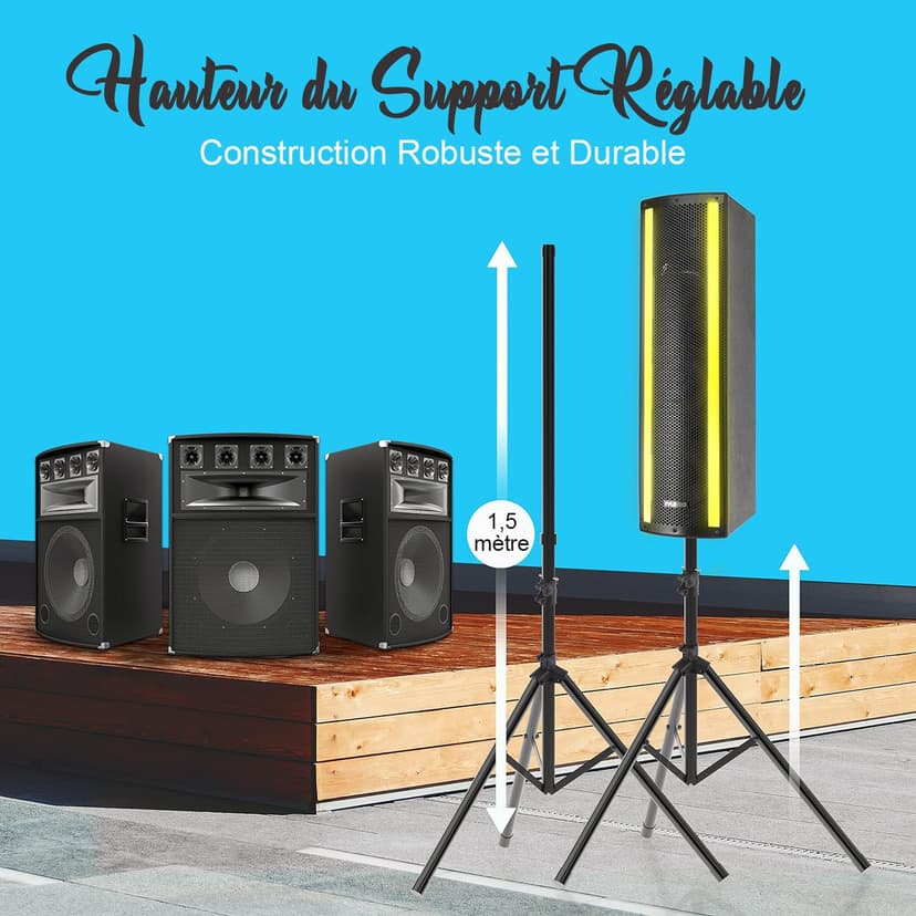 Pyle Portable Bluetooth PA Speaker System - 3-Way Active & Passive Outdoor Bluetooth Speaker Portable PA System w/Microphone In, Party Lights, FM Radio - Tripod, Remote - Pyle PS65ACT,Black - 7