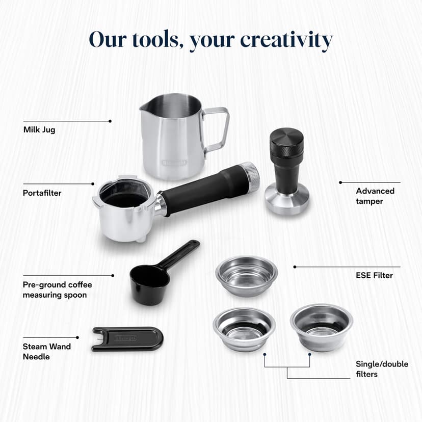 De'Longhi Dedica Duo EC890.M, Barista Coffee Machine with Pump, Espresso and Cold Brew, Manual Coffee Machine with LatteArt Steam Rod, 15 cm Wide, 2 Espresso, Touch Screen, Cup up to 13 cm, Metal - 7