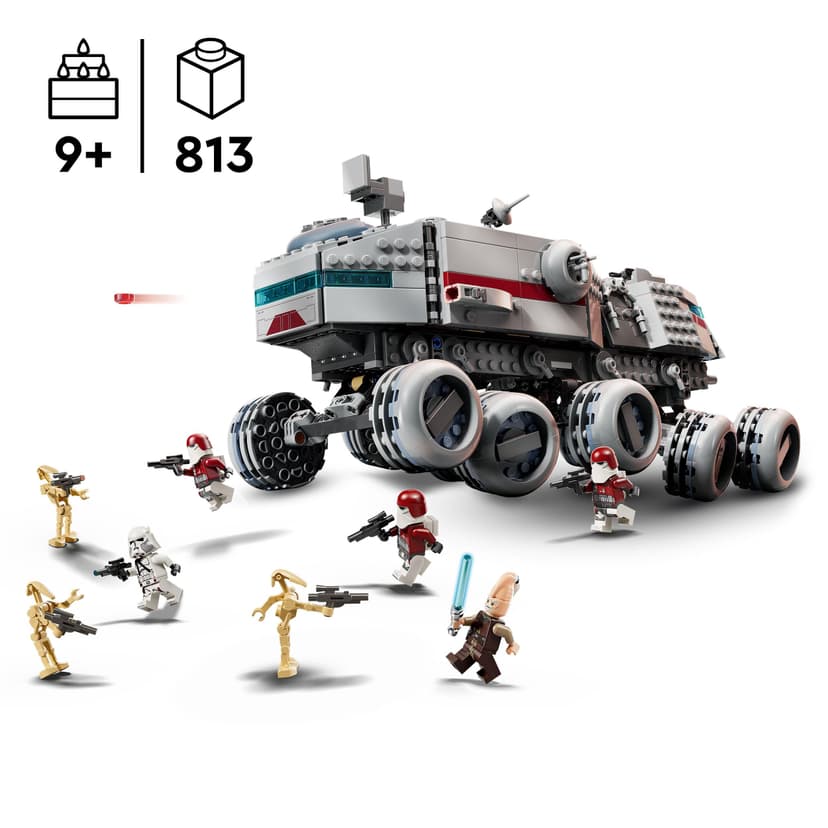 LEGO Star Wars 75413 The Clone Wars Le Juggernaut de la République - Jouet de Construction avec 3 Figurines de Droïdes & 5 Minifigurines Dont 1 avec Sabre Laser - Cadeau pour Garçon ou Fan dès 9 Ans - 2