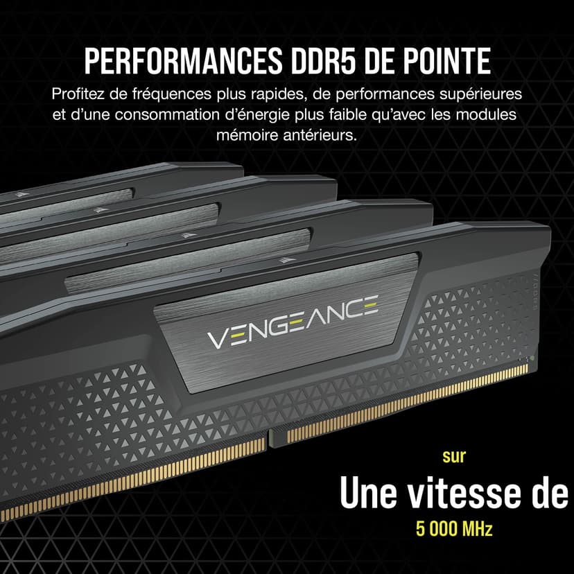 CORSAIR VENGEANCE DDR5 RAM 48GB (2x24GB) 6000MHz CL36 Intel XMP iCUE Compatible Computer Memory - Black (CMK48GX5M2E6000C36) - 3