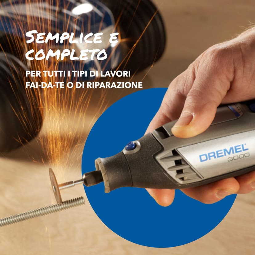 Dremel 3000 Outil Rotatif Multifonction 130W avec 1 Adaptation 25 Accessoires, Vitesse Variable 10000-33000 tr/min pour Découper, Poncer, Percer, Nettoyer, Sculpter, Polir, Graver, Meuler - 5