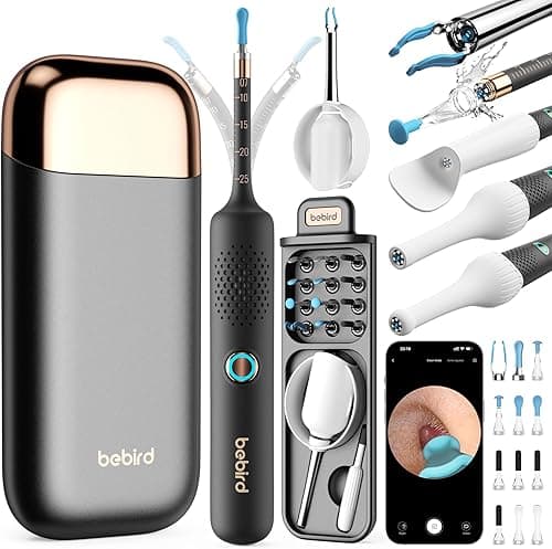 Bebird Earsight Plus Ear Wax Removal Tool Camera, Ear Cleaner with Flexible Wireless Ear Camera Otoscope, Painless Visual Ear Pick Tweezers Wax Remover, Portable Ear Cleaning Kit for Adults/Kids
