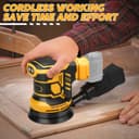 Roadtime Ponceuse Excentrique pour DeWalt 18V Battery (San Batteries),125 mm Ponceuse Orbitale aléatoire sans fil, 3 vitesses 7000-11000pm avec récipient de capture de poussière et 15 papier de verre - 4